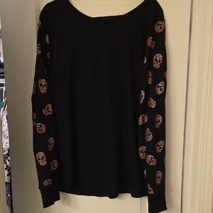 Torrid Black Hoodie with Orange Skull Sleeves